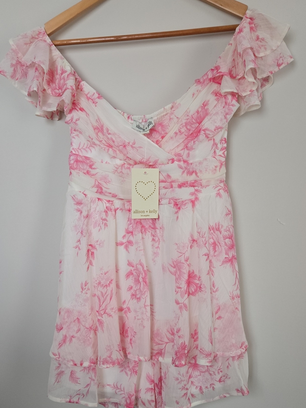 Allison & Kelly Pleated Floral Printed Tie Back Tiered Romper